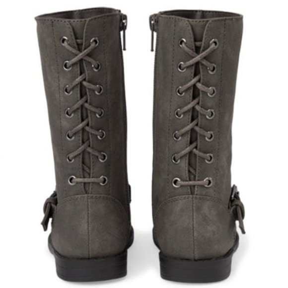 Children's Place Toddler Girls Gray/Brown Lace-Up Tall Ryder Boot - Size 7 - Picture 6 of 6